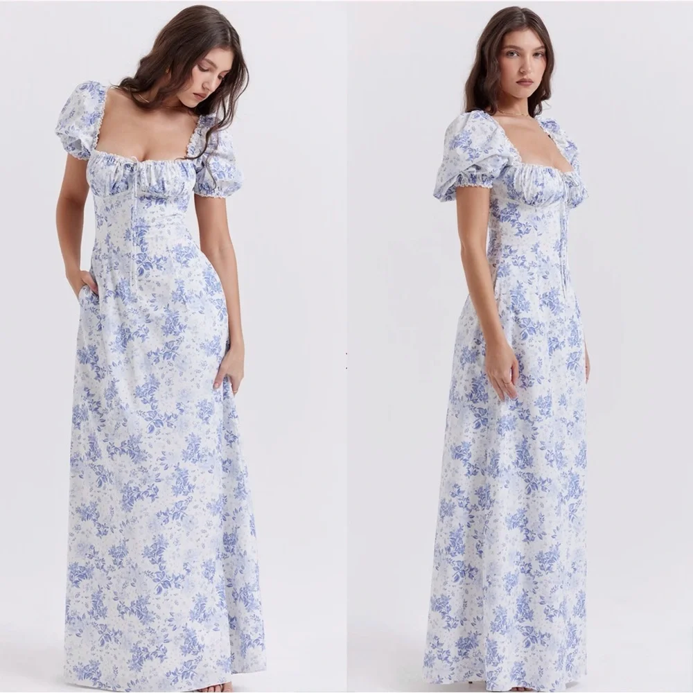 HOUSE OF CB Felizia Floral Puff Sleeve Maxi Dress - Picture 10 of 16